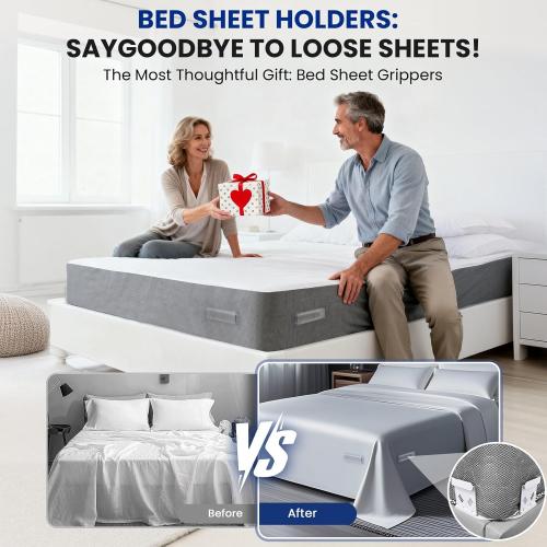 4Pcs Upgrade Bed Sheet Holders for Corners, Bed Sheet Grippers, Fitted Sheet Holders Keep Sheets Firm & Tight, Lock Sheet Holders, Heavy Duty Bed Sheet Clips, Fit All Mattress Easy Install