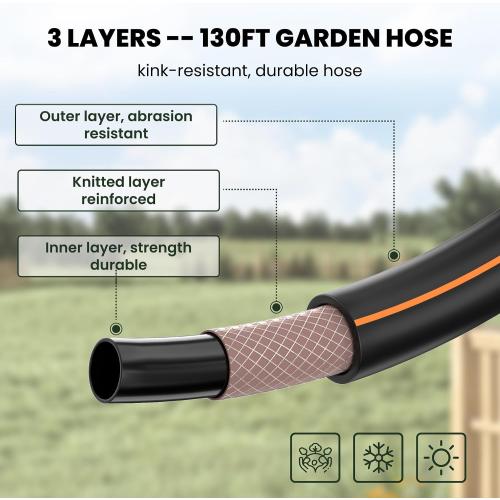 Giraffe Tools Retractable Garden Hose Reel 1/2130FT Wall Mount Auto Rewind | Any Length Lock,Auto Rewind System,180° Swivel Bracket,Heavy Duty Hybrid Hose,Easy to Assemble,7 Spray Patterns