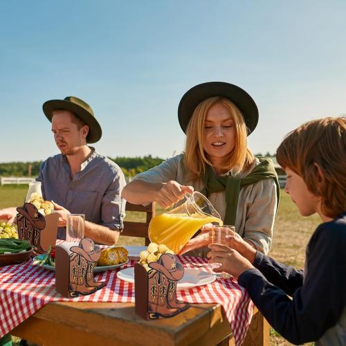 48 Pcs Western Popcorn Mexican Cielito Lindo Boxes First Rodeo Cowboy Cowgirl Terracotta Pottery Boxes Buckets for Boots or Bows Gender Reveal Birthday Baby Shower Table Decor(Brown,Star)