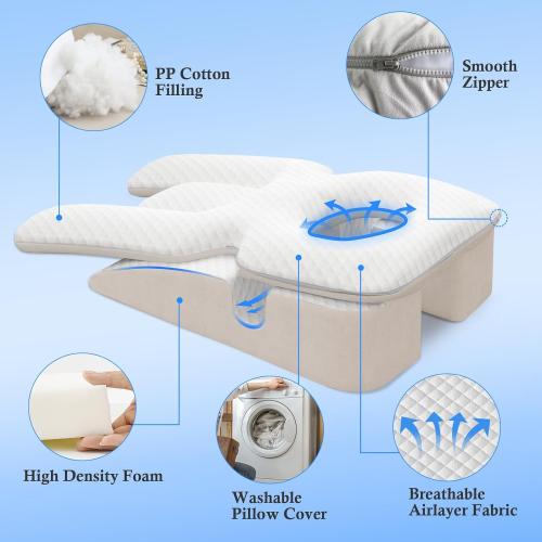 Face Down Pillow,Faces Down Pillow After Eye Surgery,BBL Pillows After Surgery Stomach Sleeping Pillows,Home Massage Pillowes Faces Down with Shredded Memory Foam and Removable Cover