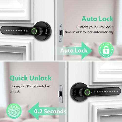 Smart Door Lock with Knob, Keyless Entry Door Locks with Handle, Fingerprint Door Knob for Bedroom/Front Door/Apartment,Generate Passcode Remotely