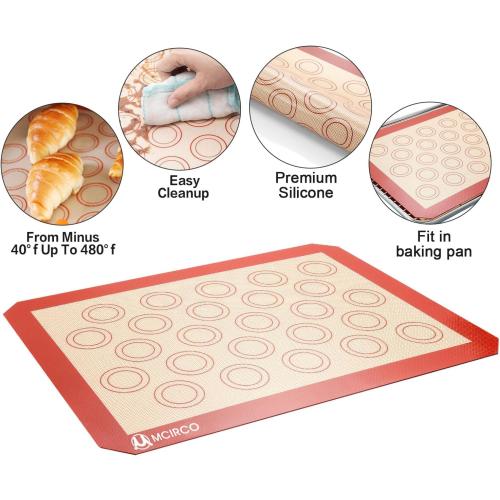 MCIRCO 6 Piece Stainless Steel Baking Sheet with Rack with Silicone Baking Mat Set (2 Pans   2 Racks   2 Mats), 17.3 x 13 x 1 Inch Cookie Sheet with Cooling Rack, Easy Clean