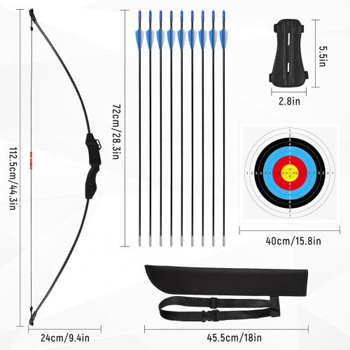 45 Bow and Arrow Set for Kids 8-12 & Teens, Youth Archery Set - Beginner Longbow Toy for Indoor & Outdoor Practice - Ideal Gift for Birthday, Christmas, Halloween