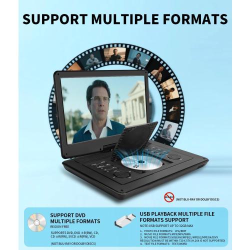 17.9 Portable DVD Player Built in TV with 15.6 Large HD Swivel Screen, ATSC Tuner, Built-in Battery, High Volume Speakers, Support HDMI/USB/AV/Sync TV and Multiple Formats