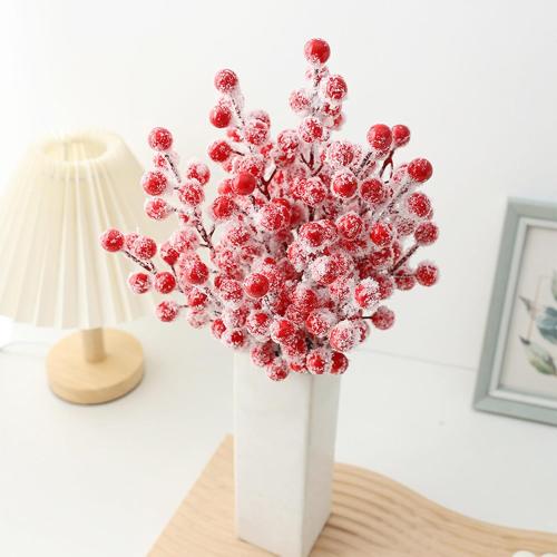50 Pcs Holly Stems, 8.7 Snow Sprays Artificial Red Berry Stems, Holly Berry Picks for Christmas Tree Fillers Decor, Fake Red Berries for DIY Crafts Wreaths Garland Home Party Winter Decor