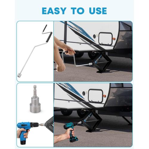 Kohree 6500lbs Heavy Duty RV Stabilizer Jacks 4 Pack, 24 Inch Leveling Scissor Jack for Travel Trailer Camper, with Crank Handle and Drill Bit