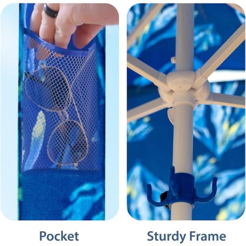AMMSUN Beach Cabana, 6.5'×6.5' Beach Canopy, Easy Set up and Take Down, Cabana Tent with Sand Pockets, Instant Sun Shade with Side Wall, Coral Tropical