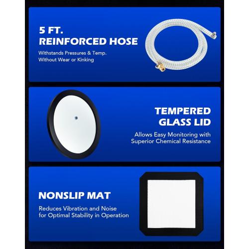 Orion Motor Tech 3 Gal Vacuum Chamber with Pump Kit, 3.5 cfm Vacuum Pump and Chamber Kit with Tempered Glass Lid 5 ft Hose, Vacuum Degassing Chamber Kit for Stabilizing Wood Degassing Silicone Resin