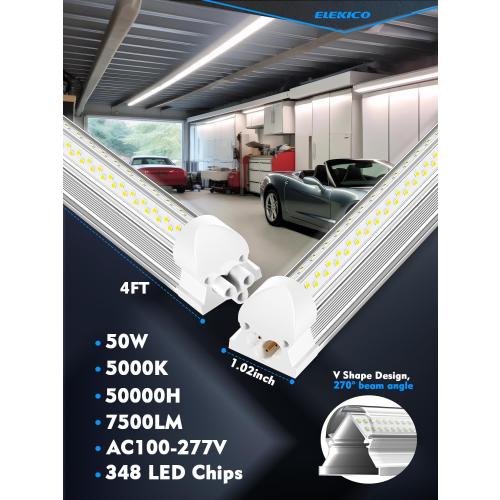 6 Pack Size 50w 4ft Led Shop Light, Super Bright 7500lm 5000k V Shape 4' Led Shop Lights, Linkable 4 Foot Led Shop Lights for Garage Warehouse, Supermarket, Basement, Barn, Storage Area