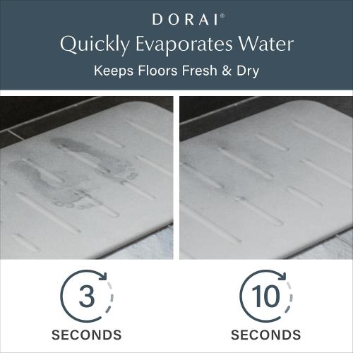 Dorai Home Stone Bath Mat - Premium Diatomaceous Earth Bath Floor Mats with Non-Slip Base, Fast-Drying Modern Shower Mat for Bathroom | Rain Ash - 23.6x15.4