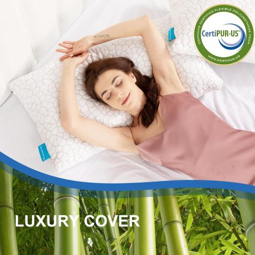 SUPA MODERN Cooling Bed Pillows for Sleeping 1 Pack Shredded Memory Foam Pillows Adjustable Cool Pillow for Side Back Stomach Sleepers Luxury Gel Pillows Standard Size with Washable Removable Cover