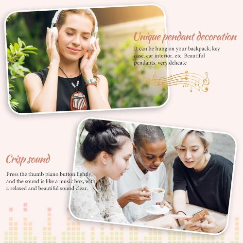 eBoot 10 Pcs 8 Keys Mini Kalimba Piano Set Include Thumb Piano with Lanyard Chain Finger Protector and Cleaning Cloth Wood Finger Pianos Gift for Adults Beginners(Wood,Oval, Cat Shaped)