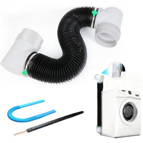 Upgrade Dryer Vent Hose for Tight Space, Dryer Vent Hose Kit, 90 Degree Dryer Vent Elbow with Dual Silicone Seal Connector, Dryer Cleaning Kit, High Sealability, Dryer Vent Vacuum Hose Attachment
