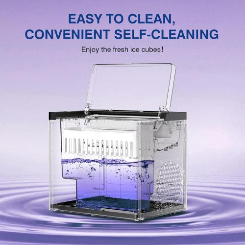 ORFLROA Ice Makers Countertop, 9 Ice Cubes in 6 Mins Portable Ice Maker, 2 Sizes of Bullet Ice (S/L) Small Ice Machine for Home Kitchen Camping (Inky)