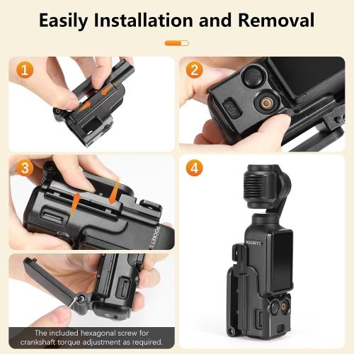 Magnetic Mount Stand Compatible with DJI Osmo Pocket 3, Upgraded Pocket3 Accessories Adapter Clamp Magnet Suction Case Holder on Desktop, Vertical Surface, 180° Adjustable Handle, Black