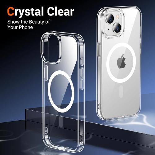 Temdan for iPhone 15 Case Clear, [Compatible with Magsafe][Anti-Yellowing][Military-Grade Protection] Shockproof Slim Phone Sleeve Case for iPhone 15, Clear
