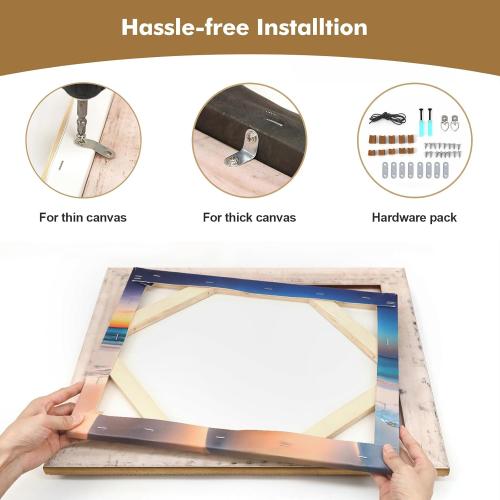 Size 24x30 DIY Wood Frame for 24x30 Stretched Canvas Paintings, Museum-grade Ornate Picture Frame for Vintage Rustic Retro Home, No Back & Cover, Open Back Canvas Frame for Living Room Decoration