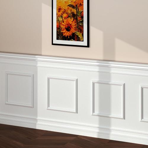 4 Set Size 24x24 Peel and Stick Wall Molding Trim Kit, 24 x24 Premade Wainscoting Panels, Self Adhesive Moulding Panel for Interior Walls Picture Frame