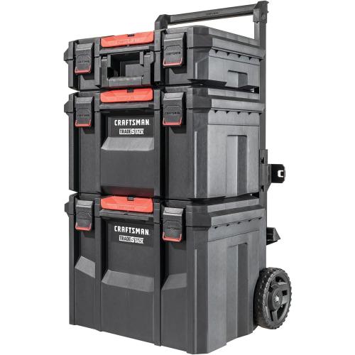 CRAFTSMAN TRADESTACK Tool Box with Wheels, Waterproof, Stackable System, Portable Rolling Storage for Indoor/Outdoor Use, 22.5 Inch (CMST21445)