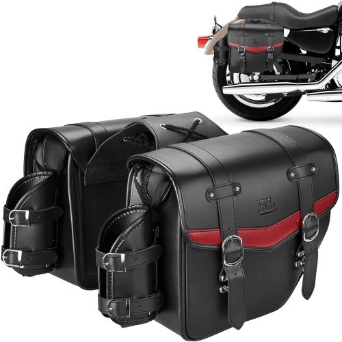 KEMIMOTO Motorcycle Saddle Bags PU Leather Saddlebags Waterproof with Cup Holder 18L Capacity Compatible with Softail Dyna Road King Universal