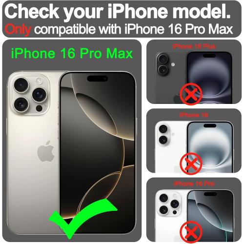 VANAVAGY Compatible for iPhone 16 Pro Max Wallet Case, PU Leather Flip Cover with Wrist Strap RFID Blocking Card Holder for Wireless Charging, [Screen Protector & Camera Cover],Rose Gold