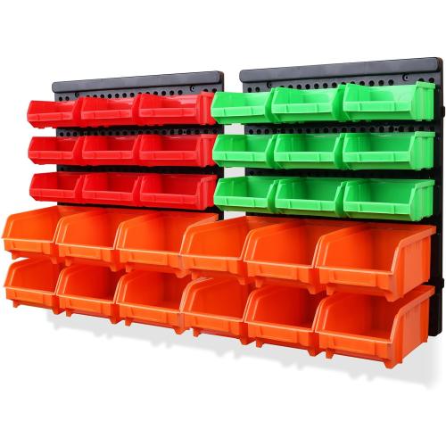 SWANLAKE 30PCS Wall Mounted Storage Bins, Plastic Garage Rack ,Screw Storage ,Tool Organizers.
