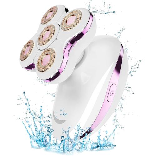 Electric Razors for Women: Rechargeable Shaver with Detachable Head - 5D Wet and Dry Lady Hair Remover for Legs and Hand (Pink)
