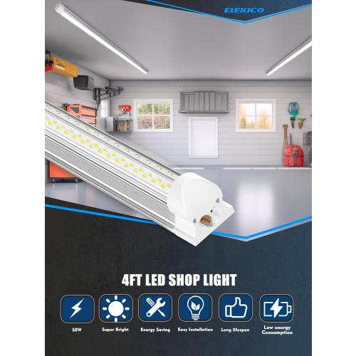 6 Pack Size 50w 4ft Led Shop Light, Super Bright 7500lm 5000k V Shape 4' Led Shop Lights, Linkable 4 Foot Led Shop Lights for Garage Warehouse, Supermarket, Basement, Barn, Storage Area