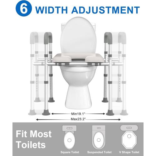 HOMLAND Raised Toilet Seat with Handles, Toilet Seat Riser for Seniors with Adjustable Height & Width, FSA/HSA Eligible 400lb Handicap Elevated Toilet Seat for Elderly, Pregnant, Fit Any Toilet