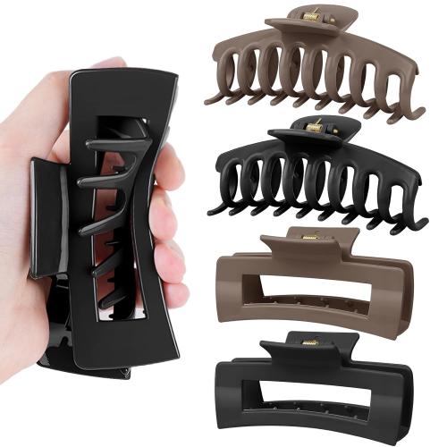 TOCESS Nylon Hair Claw Clips: Flexible & Unbreakable Safe Large Hair Claws for Thick/Thin Hair Women - Strong Hold 4 Pack 4.3 Inch Big Jaw Clips - Perfect Stocking Stuffers