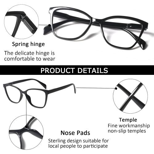 4 Pack Progressive Multifocus Reading Glasses for Women Men Blue Light Blocking Readers with Spring Hinge
