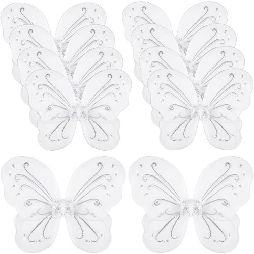 Chivao 10 Pieces Fairy Wings Butterfly Wings Costume Birthday Christmas Holloween Party Favors Decoration ***WHITE