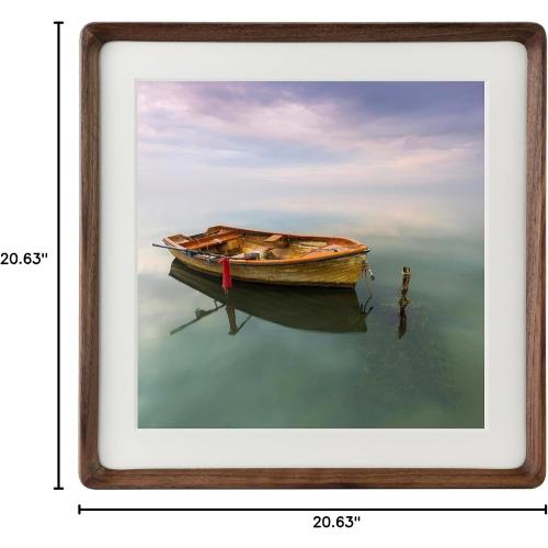 20x20 Square Picture Frame in Natural Walnut Wood, Solid Wooden Frames matted to 18x18, Gallery Frames for Wall Mount