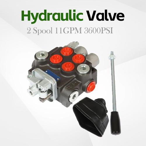 2S-11GPM Cast Iron Hydraulic Directional Control Valve, Double Acting, Spring Return, Adjustable Relief, 3600PSI, 11GPM, BSPP, 5 Ports, Tractors, Loaders, Tanks