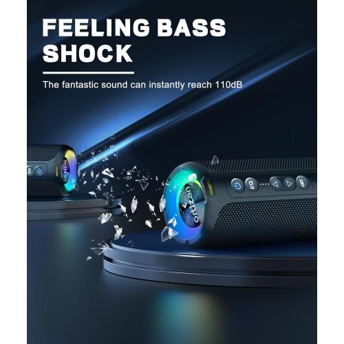 Ortizan Bluetooth Speakers, Portable Wireless Stereo Speaker - IPX7 Waterproof, 30W RMS(40W Peak) Loud Sound, Deep Bass, LED Light, Bluetooth 5.3, for Home/Shower/Outdoor/Beach, Gifts for Adult, Navy