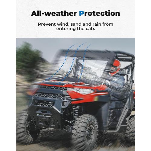 KEMIMOTO Soft Front Windshield, PVC Front Window Compatible with Polaris Ranger 1000 / Crew 2020-2025 & Ranger XP 1000 / Crew 2017-2025, Dustproof Waterproof Accessories