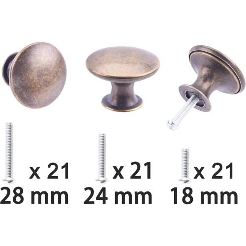 20 Pack Breen Bronze Round Antique Brass Kitchen Cabinet Knobs Cupboard Door Knobs Drawer Handle Pulls Dresser Knobs with 21 Pcs Screws for Bathroom Drawer Door Hardware