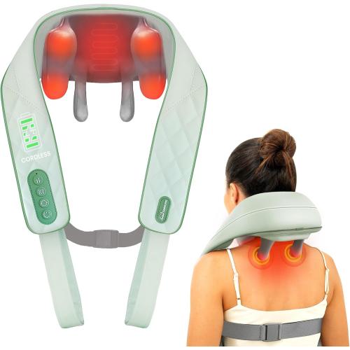 Snailax Cordless Neck Shoulder Massager with Heat, 4D Deep Tissue Kneading, Shiatsu Back Massager Pillow for Neck, Shoulder, Christmas Gifts for Men, Women