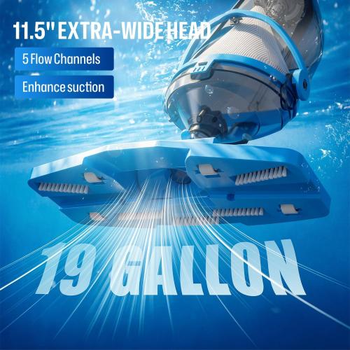 BIELMEIER Handheld Pool Vacuum with Telescopic Pole, Updated Swimming Pool Cleaner 19 GPM Powerful Suction, Cordless Pool Vacuum for Cleaning Above Ground Pools, Inground Pools, Spas, Hot Tubs