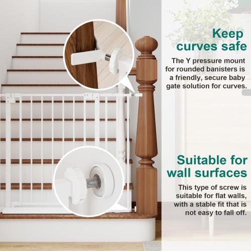 Miumoon 29.7-46 Baby Gate for Stairs with Banister Adapter Y-Spindle Rods, 30.5 Tall, Easy-Install Pressure Mounted Baby Gate for Doorways, Auto-Close Dog Gate Indoor for Child and Pets