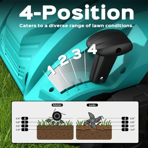 YARDCARE 13-Inch 2-in-1 Electric Dethatcher & Scarifier, 12 Amp Lawn Tool with 8 Gal Collection Bag, Adjustable Depth, Powerful Motor for Healthier Grass