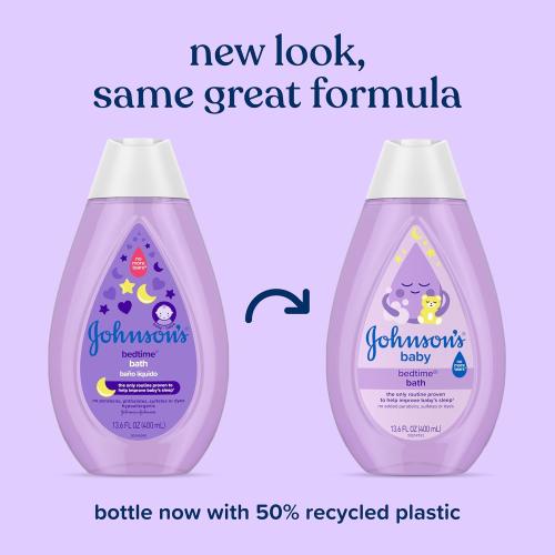 Johnson's Bedtime Baby Bath with Soothing NaturalCalm Aromas, Hypoallergenic & Tear-Free Liquid Baby Bath Formula, No Parabens, Sulfates, Dyes, or Phthalates, 13.6 fl. oz