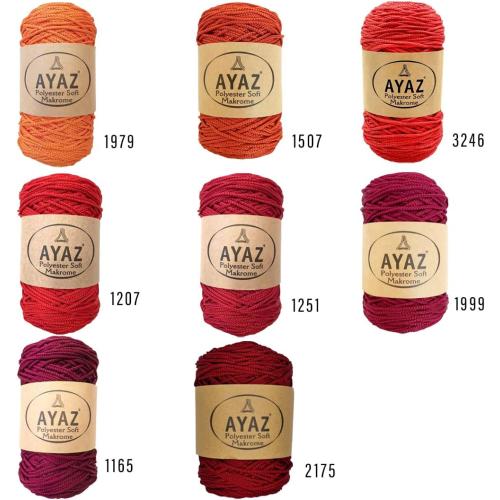 Macrame 3mm Craft Cord, Colored Soft Polyester 250 gr 175 m DIY Line, Wall Hanging Rope, Bag, Basket String, Crochet and Knitting Yarn (4079)