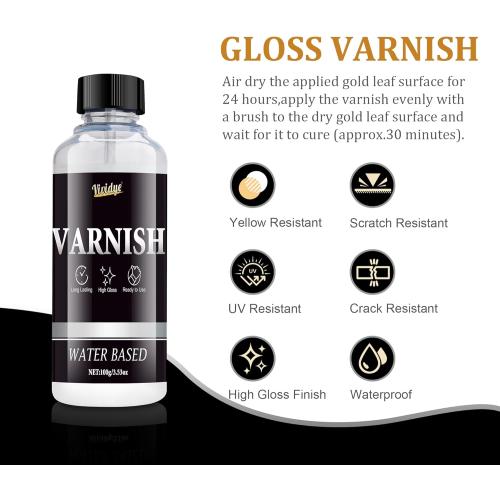 Gold Leaf Gilding Adhesive Set - 100ml Metal Leaf Glue & 100ml Protective Varnish, Gold Foil Sheets 100pcs, Fast Dry Gold Leaf Kit for Art, Crafts, Furniture and Painting, Non Toxic, Long-Lasting