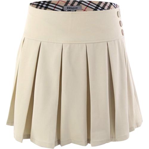 Bienzoe Girls School Uniform Skirt: Kids Adjustable Waist Stretchy Pleated Skort