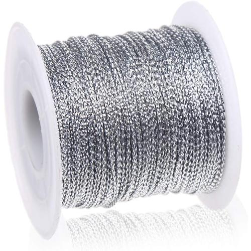 1mm Metallic Silver Cord String Non Stretch Thread for Jewelry Craft Making, Hang Tags, 100 Meters/ 109 Yards