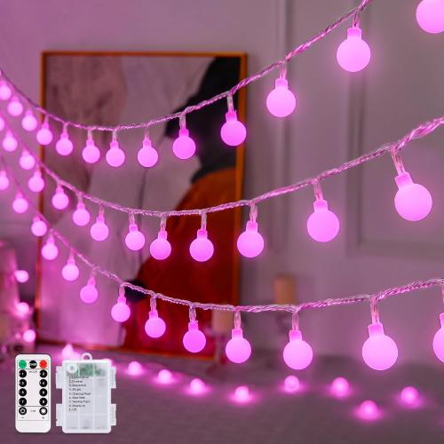 JMEXSUSS Globe String Lights Battery Operated - 100 LED White Fairy Lights Indoor Outdoor Waterproof 33FT Battery Powered String Lights with Remote for Wedding Bedroom Classroom Camping Decor