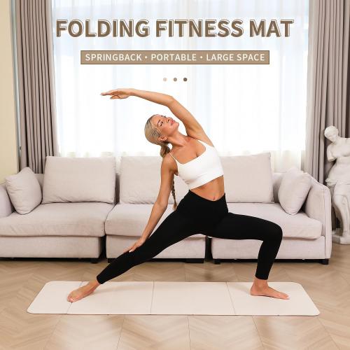 PAIDU Foldable Yoga Mat 10mm Thick, 75x26 Non-Slip Fitness Exercise Mat | SGS Certified| uick Fold，Easy Storag，Portable for Yoga/Pilates/Studio/Home Workout