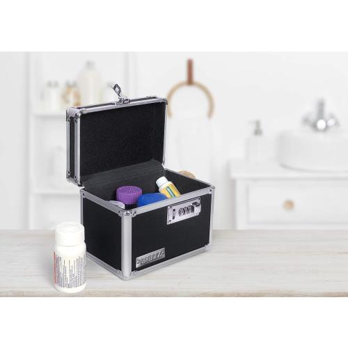 Vaultz Medicine Lock Box - 5 x 7 x 5 Inches - Secure Cabinet Safe with Combination Lock - Ideal for Medications and Small Valuables - Black