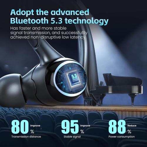 Color Black  Wireless Earbuds Bluetooth Headphones Sport, 2024 Bluetooth Earbuds Stereo Ear Buds, Noise Cancelling Mic, IP7 Waterproof Headset for Workout/Running Black